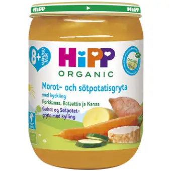 Hipp Morot & sötpotatisgryta med kyckling Från 8m