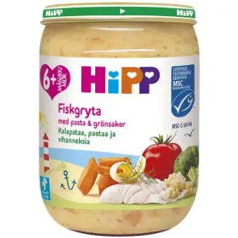 Hipp Barnmat Mumsig Fiskgryta med pasta & grönsaker 6mån 190g