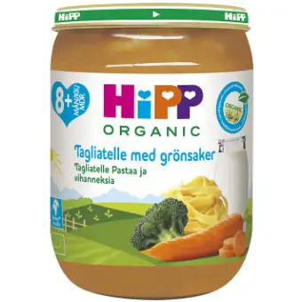 Hipp Tagliatelle & grönsaker Från 8m Ekologisk 190g