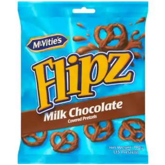 Mc Vities Flipz Milk Chocolate Covered Pretzels 140g