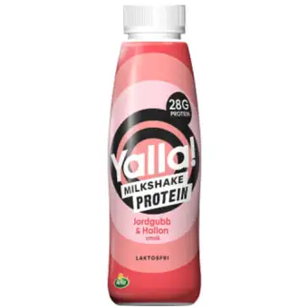 YALLA Milkshake Protein Jordgubb & Hallonsmak Laktosfri 12% 500g