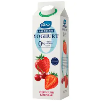 Valio Yoghurt 0% Jordgubb Körsbär laktosfri 1000g