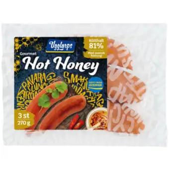 Ugglarps Grillkorv Hot Honey 81% Kötthalt 270g