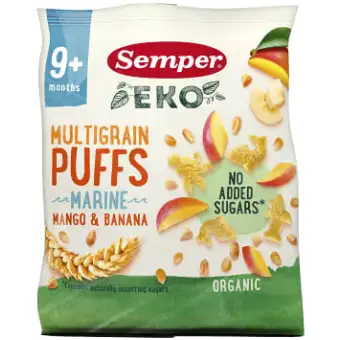 Semper Multigrain puffs mango & banana 9m 18g