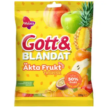 Malaco Gott & Blandat Äkta frukt tropisk 220g