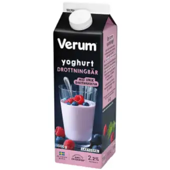 VERUM Yoghurt Drottningbär Laktosfri 2,2% 1000g