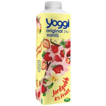 YOGGI Yoghurt Original Jordgubb & vanilj 2% 1000g