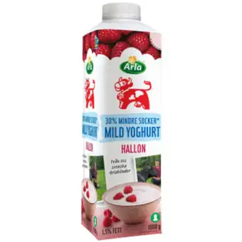 Arla Ko Mild Yoghurt Hallon 1,5% lättsockrad 1000g