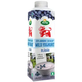 Arla Ko Yoghurt Mild Blåbär 1,5% lättsockrad 1000g