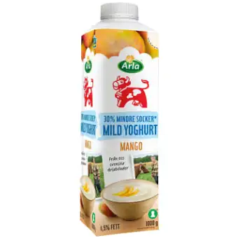 Arla Ko Mild Yoghurt Mango Mindre socker 1,5% 1kg