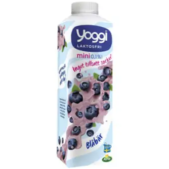 YOGGI Yoghurt Mini Blåbär 0,1% Laktosfri 1000g Yoggi