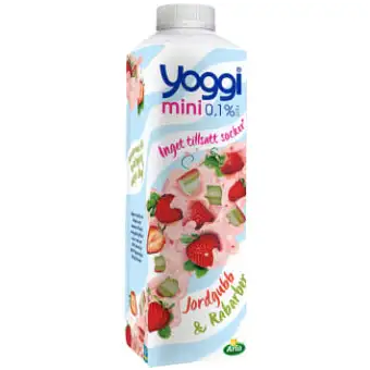Yoggi Yoghurt Mini Jordgubb & Rabarber 0,1% 1000g
