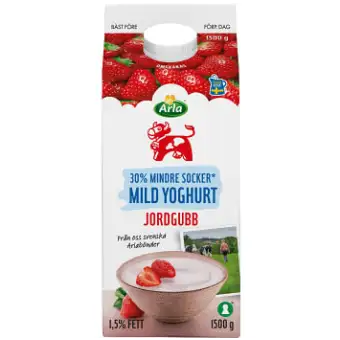 Arla Ko Yoghurt Mild Jordgubb lättsockrad 1,5% 1500g