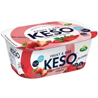Keso Cottage Cheese Frukt & Bär Jordgubb Laktosfri 1,3% 150g