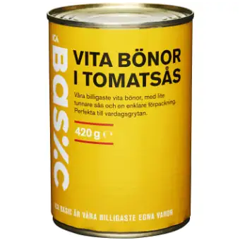 ICA Basic Vita bönor i tomat