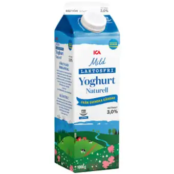 ICA Yoghurt Mild Naturell Laktosfri 3% 1L