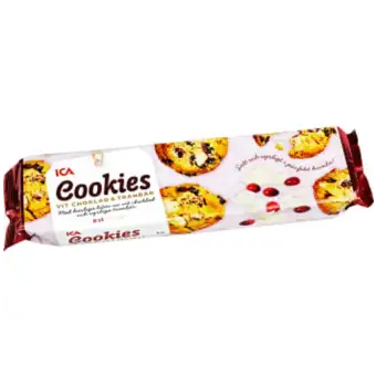 ICA Cookies Vit choklad & tranbär 150g