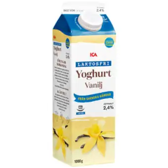 ICA Vaniljyoghurt 2,4% Laktosfri 1L