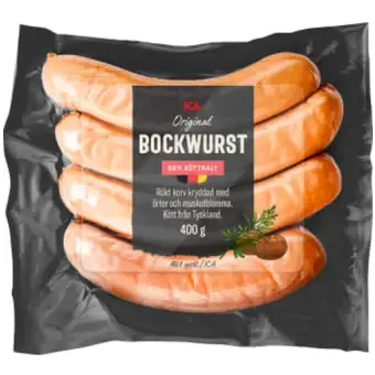 ICA Bockwurst 88% kötthalt 400g