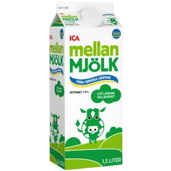 Ica Mellanmjölk Lite längre hållbarhet 1,5% 1,5l