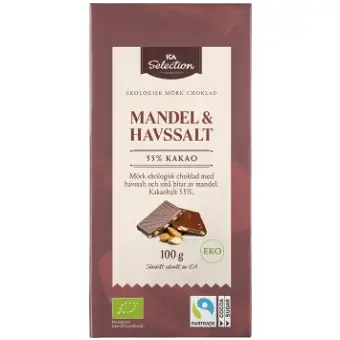 ICA Selection Choklad Mandel Havssalt 55% 100g
