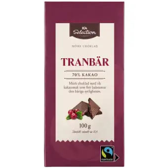 ICA Selection Choklad Tranbär 70% 100g