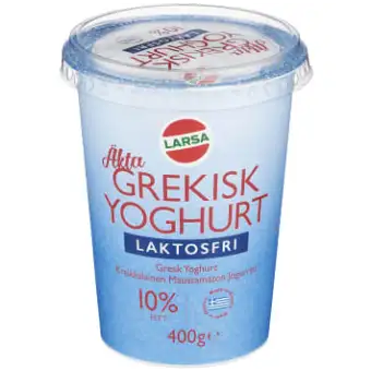 LARSA-FOODS Yoghurt Grekisk Laktosfri 10% 400g Larsa Foods