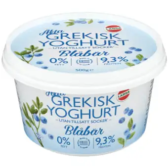 Larsa Yoghurt Äkta Grekisk Blåbär 0% 500g Larsa Foods