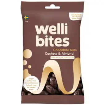 Wellibites Godis Chocolate nuts 50g
