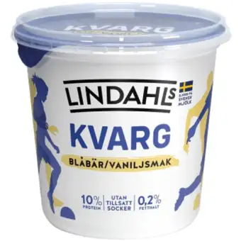 Lindahls Kvarg Blåbär & vanilj 0,2% 900g